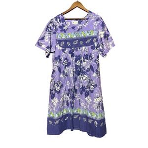 Anthony Richards Women NA Purple Floral Muumuu Dress Short Sleeve Midi Pockets